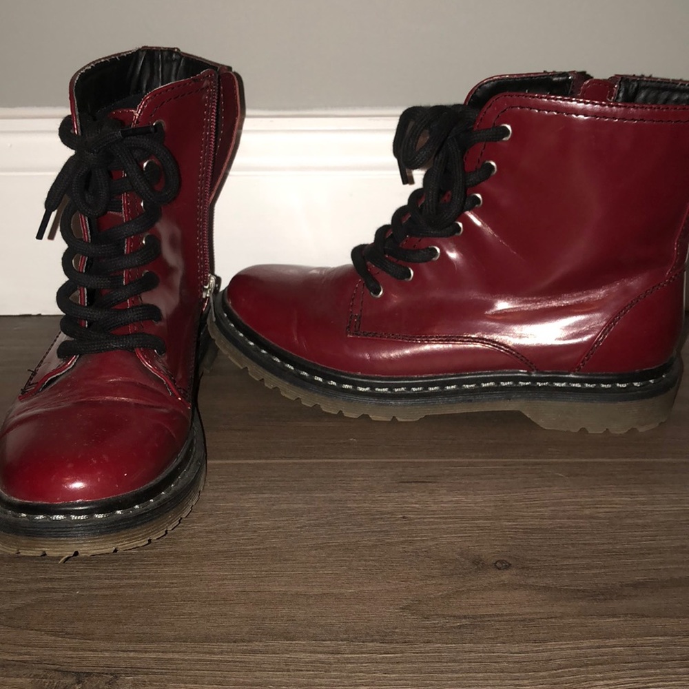 Cute red combat boots